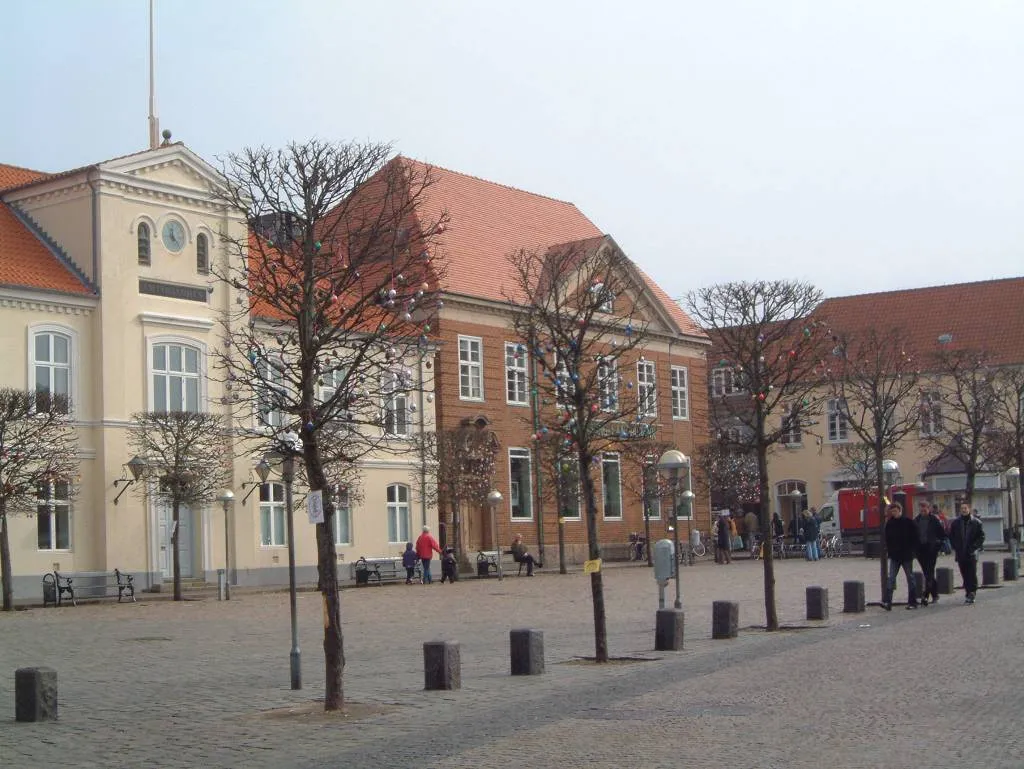 Town square in Ringkøbing, Denmark.