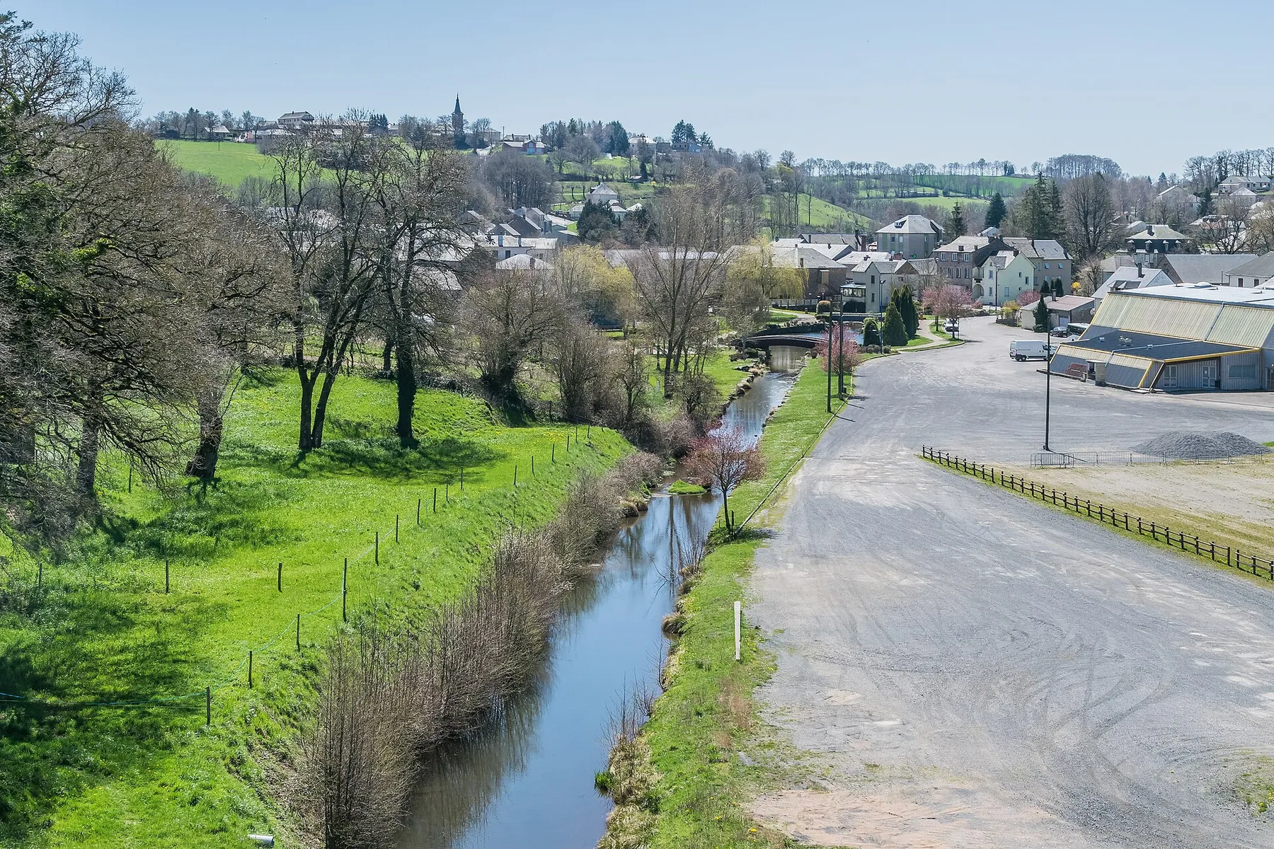 Alrance River in Villefranche-de-Panat (view from the dam), Aveyron, France