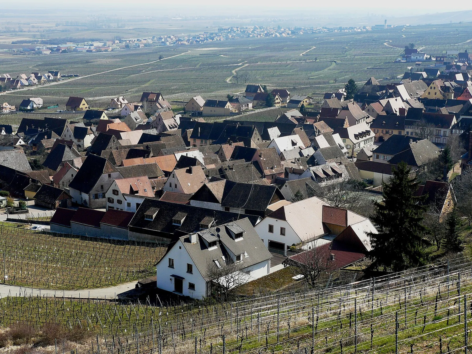 Une partie du village de Gueberschwihr vu depuis les hauteurs