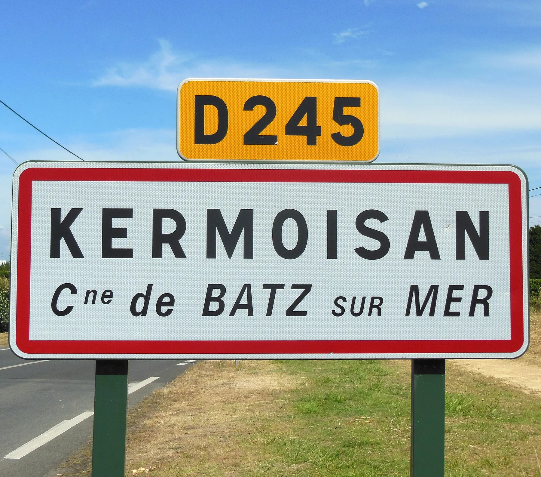 Kermoisan, commune de Batz-sur-Mer (Loire-Atlantique, France), panneau d'entrée de ville