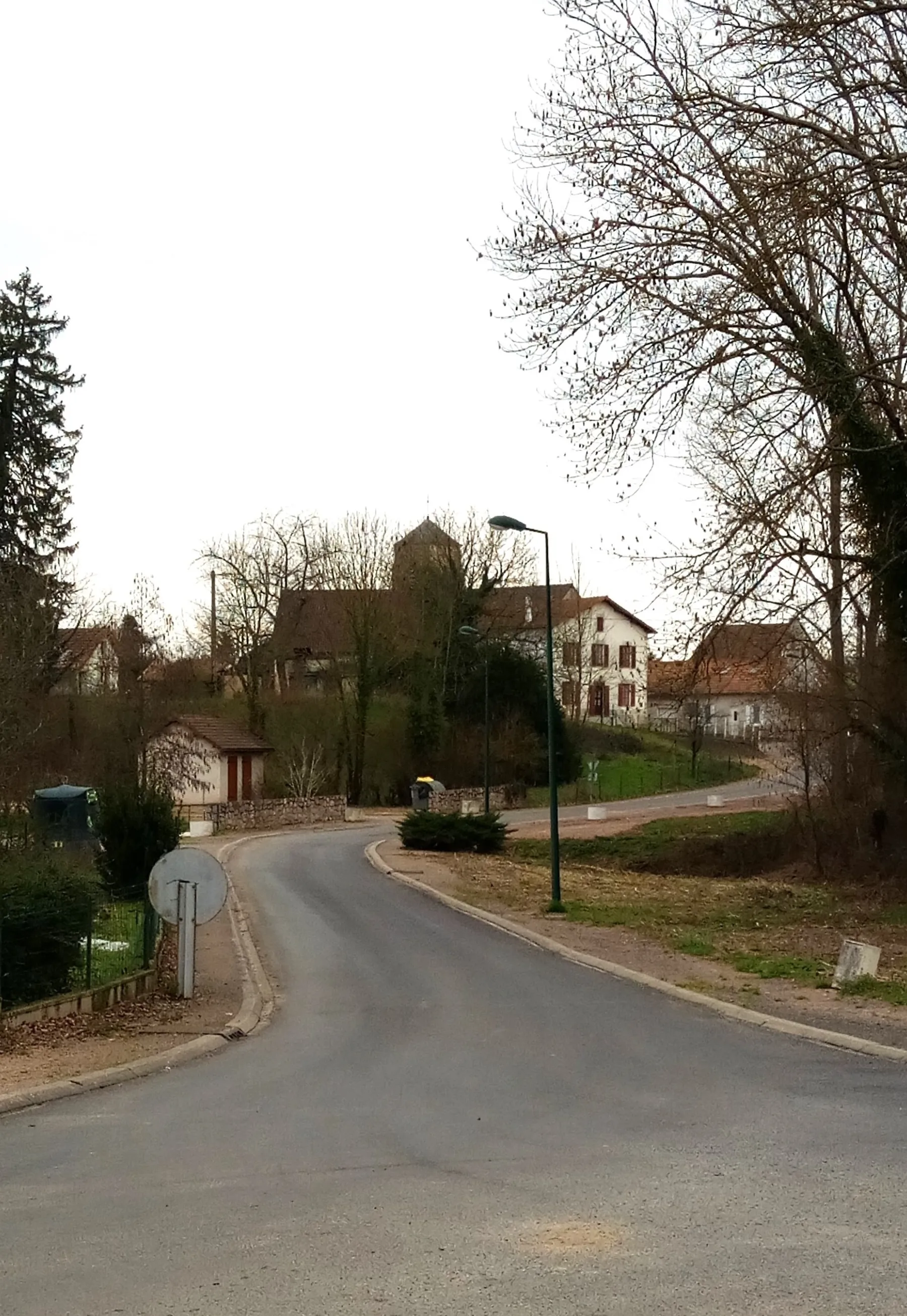 Rue de l'église, Périgny, Allier, France.